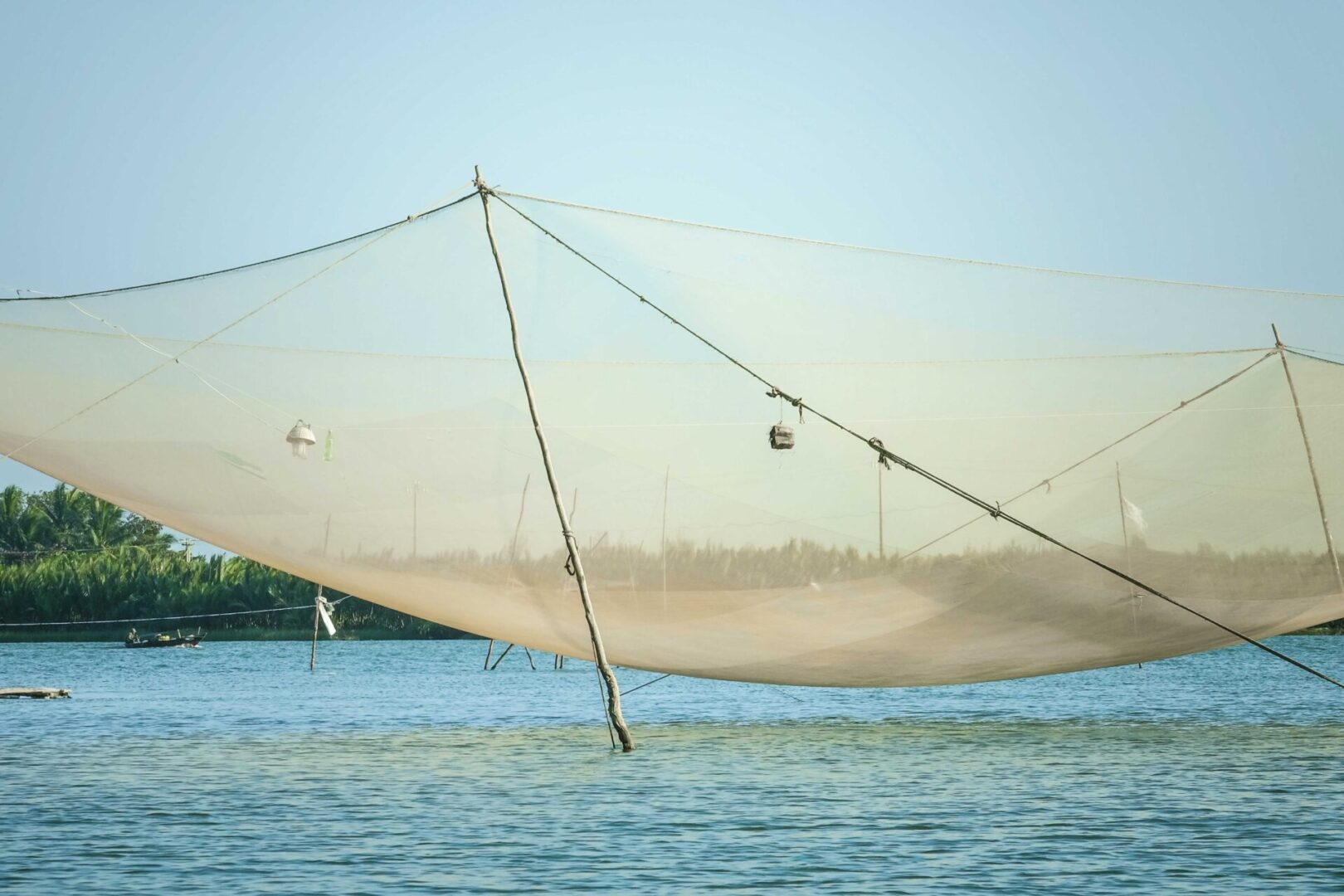 a net installed above the river